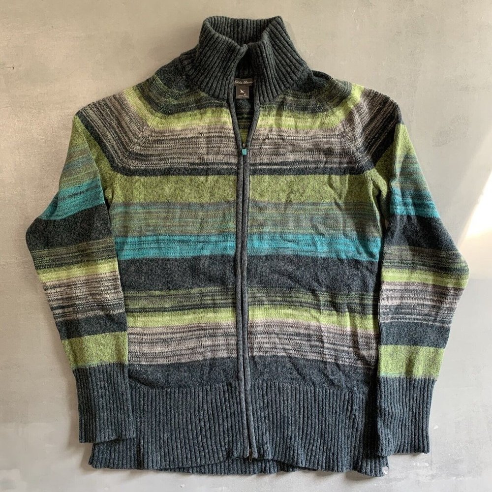 Eddie Bauer full zip Sweater womens XL 20 x 27 gray